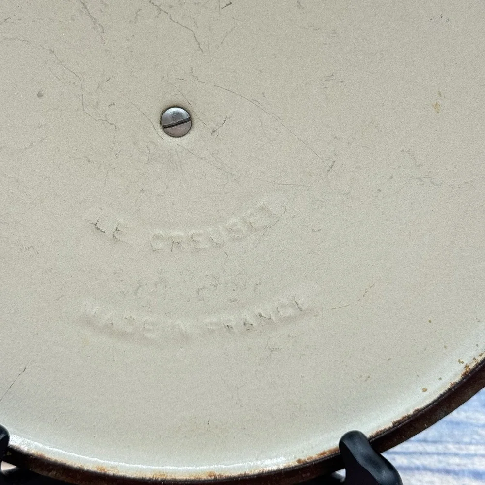 Le Creuset Enamel Cast Iron Oval Blue Lid Only E for 4.5 Quart Dutch Oven France